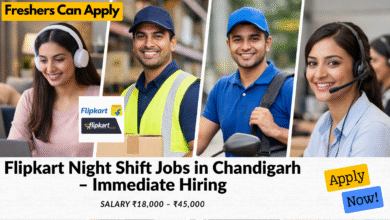 Flipkart night shift jobs in Chandigarh with salary ₹18,000 to ₹45,000 for warehouse and data entry roles