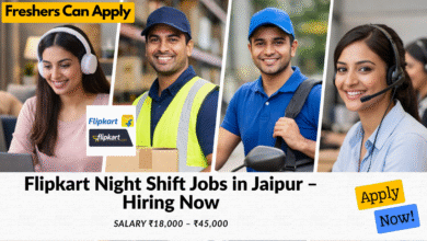 Flipkart night shift jobs in Jaipur with salary ₹18,000 to ₹45,000 for warehouse and data entry roles