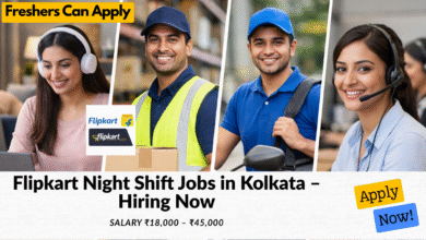 Flipkart night shift jobs in Kolkata with salary ₹18,000 to ₹45,000 for warehouse and data entry roles