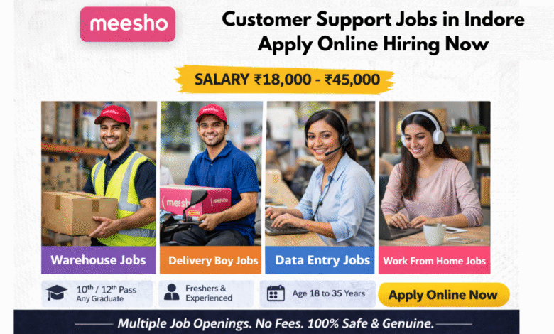 Apply for Meesho customer support jobs in Indore with salary ₹18,000 to ₹45,000 including work from home and office roles