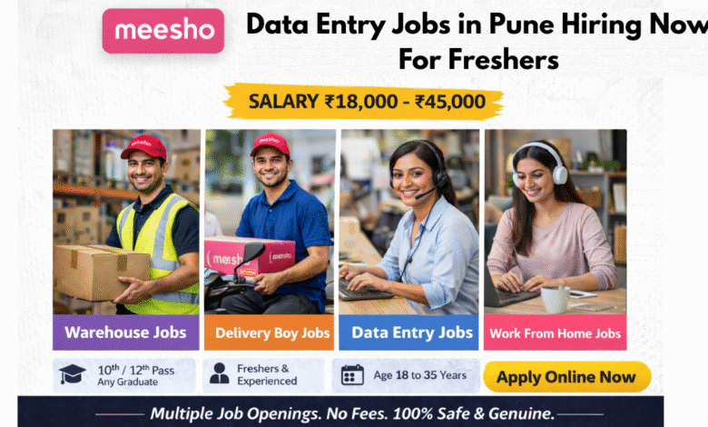 Apply for Meesho data entry jobs in Pune for freshers with salary ₹18,000 to ₹45,000 including work from home and office opportunities