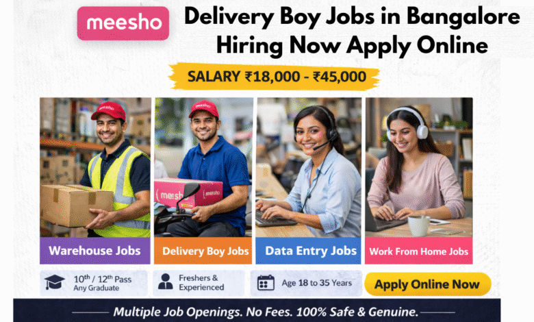 Apply for Meesho delivery boy jobs in Bangalore with salary ₹18,000 to ₹45,000, including part time and full time roles