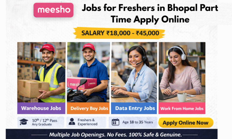 Apply for Meesho jobs for freshers in Bhopal part time with salary ₹18,000 to ₹45,000 including data entry and warehouse roles