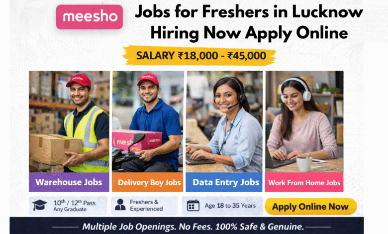 Apply for Meesho jobs for freshers in Lucknow with salary ₹18,000 to ₹45,000 including warehouse, data entry, and support roles