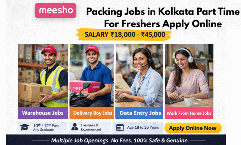 Apply for Meesho packing jobs in Kolkata part time for freshers with salary ₹18,000 to ₹45,000 including warehouse roles