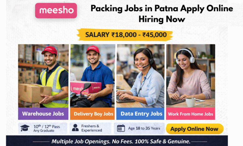 Apply for Meesho packing jobs in Patna with salary ₹18,000 to ₹45,000 including warehouse and helper roles