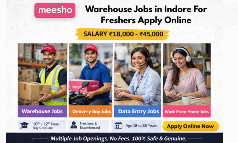 Apply for Meesho warehouse jobs in Indore for freshers with salary ₹18,000 to ₹45,000 including packing and helper roles