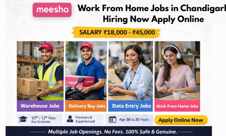 Apply for Meesho work from home jobs in Chandigarh with salary ₹18,000 to ₹45,000 including data entry and customer support roles